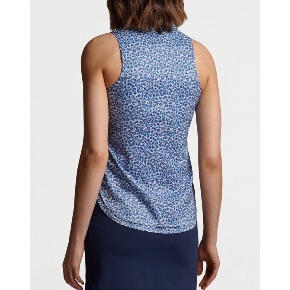 NWT Peter Millar Women's Wild Flowers Multi Carner Zip-Neck Sleeveless Polo M - Picture 3 of 6